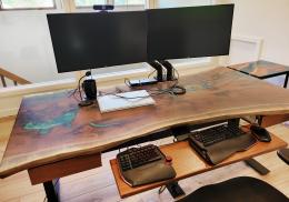 Uplift Live Edge Desk With Green Epoxy & Walnut Wood 16