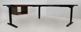 L Shaped Walnut River Desk With Adjustable Height Funct