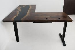 L Shaped River Desk With Adjustable Height Functionalit