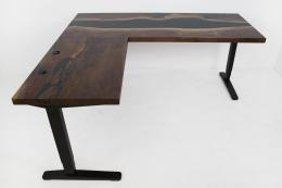 L Shaped River Desk With Adjustable Height Functionalit