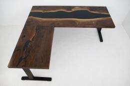 L Shaped River Desk With Adjustable Height Functionalit