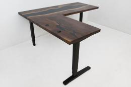 L Shaped River Desk With Adjustable Height Functionalit