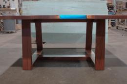 Square Conference Table With Epoxy Rivers & Wooden Base