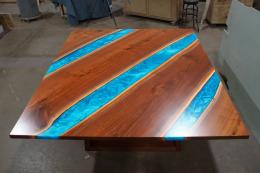 Square Conference Table With Epoxy Rivers & Wooden Base