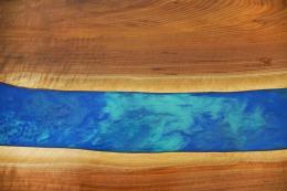 Walnut Dining Table With Dual Blue Epoxy River 1871 8