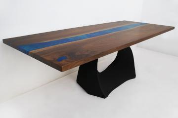 Walnut Table With Dual Blue River