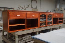 14' Entertainment Center With Lead Paned Antique Glass