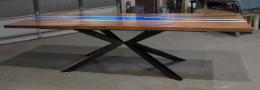 Large LED Walnut Dining Table With Geometric Base 9764