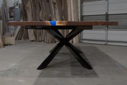 Large LED Walnut Dining Table With Geometric Base 9764