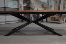 Large LED Walnut Dining Table With Geometric Base 9764