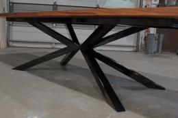 Large LED Walnut Dining Table With Geometric Base 9764