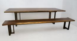 Large Matching Walnut Table & Bench 1799 2