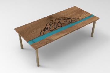 Mount Denali On Elm Dining River Table Render