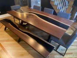 Matching Walnut Dining Room Table, Shelves & Countertop