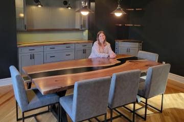 Matching Walnut & Epoxy Dining Room Set