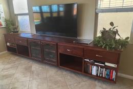 14' Entertainment Center With Lead Paned Antique Glass