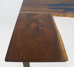 L Shaped Live Edge Desk With Adjustable Height Function