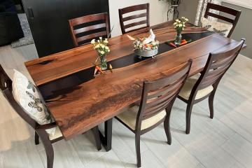 Walnut Dining Table With Translucent Epoxy