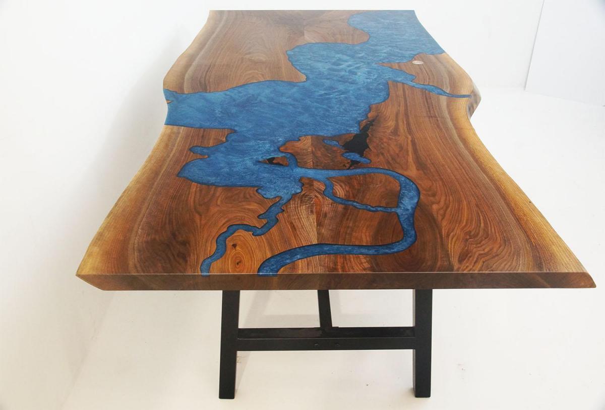 Image Wood and Resin Table Featuring Chesapeak Bay