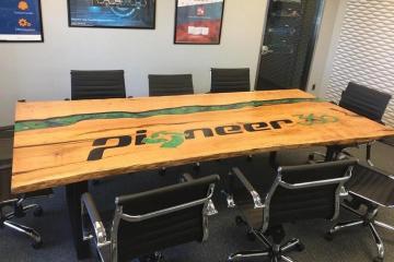 Epoxy Conference Table With CNC Engraved Logo 2