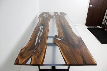 Custom Epoxy Conference Table With Walnut Wood 2