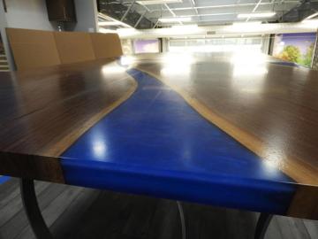 Epoxy Conference Table With Walnut Wood & Blue Epoxy 4