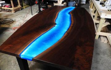 Custom Epoxy Conference Table With LED Lights