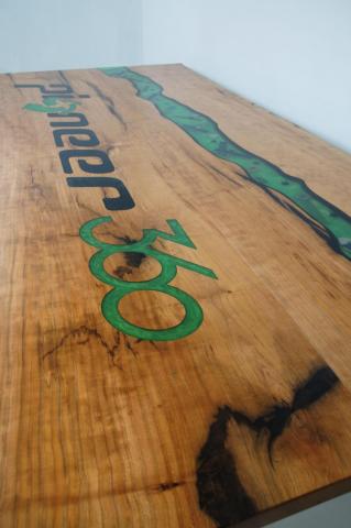 Epoxy Conference Table With CNC Engraved Logo 3