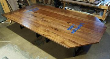 Custom Epoxy Conference Table With CNC Engraved Logo