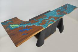Live Edge Epoxy Bar Top With CNC Engraving Of Puget Sou