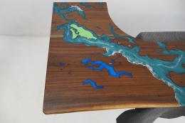 Live Edge Epoxy Bar Top With CNC Engraving Of Puget Sou