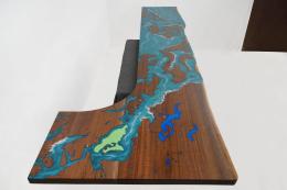 Live Edge Epoxy Bar Top With CNC Engraving Of Puget Sou