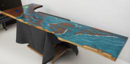 Live Edge Epoxy Bar Top With CNC Engraving Of Puget Sou