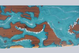 Live Edge Epoxy Bar Top With CNC Engraving Of Puget Sou