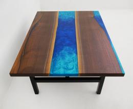Walnut Coffee Table With Blue Epoxy 0049 5