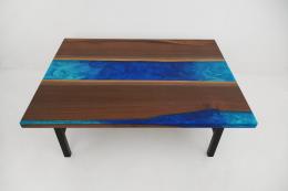 Walnut Coffee Table With Blue Epoxy 0049 1