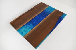 Walnut Coffee Table With Blue Epoxy 0049 3