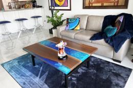 Walnut Coffee Table With Blue Epoxy 0049 8