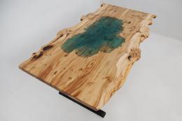Elm Table With 3D Engraving Of Lake Tahoe 1885 4