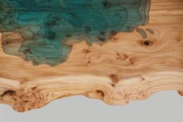 Elm Table With 3D Engraving Of Lake Tahoe 1885 8