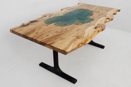 Elm Table With 3D Engraving Of Lake Tahoe 1885