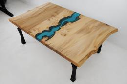 Elm Coffee Table With Translucent Blue Epoxy 0050 3