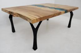Elm Coffee Table With Translucent Blue Epoxy 0050 6