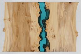 Elm Coffee Table With Translucent Blue Epoxy 0050 2