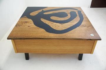 Custom Made Coffee Table With Blue Epoxy - Multi Purpos