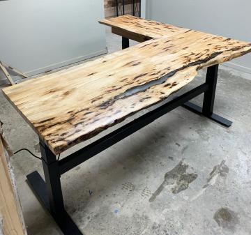 Custom Made Standing Desk With Clear Epoxy