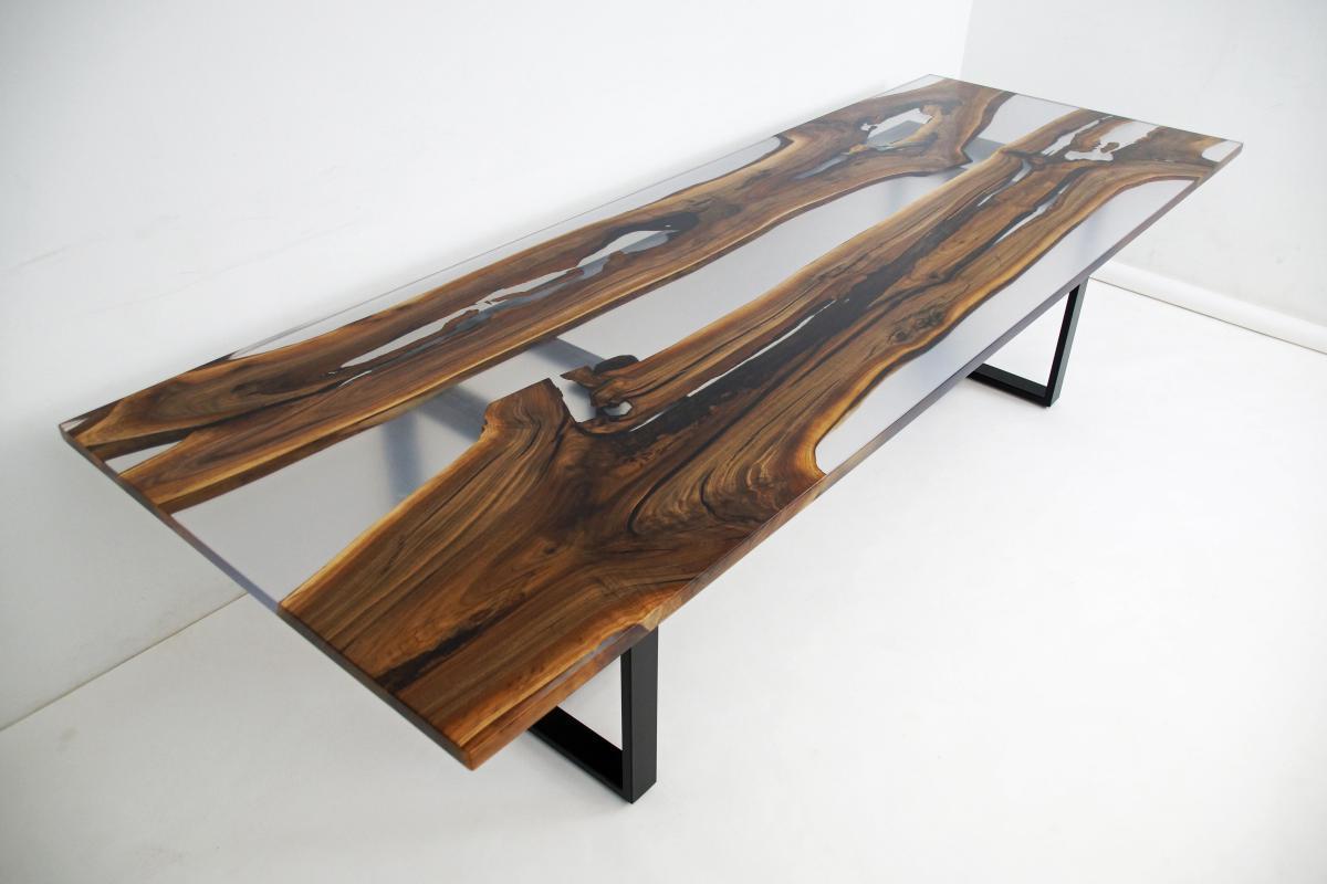 Image Custom Epoxy Conference Table With Walnut Wood