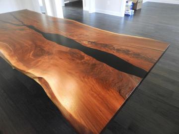 Custom Live Edge Dining Table With Black Epoxy 2