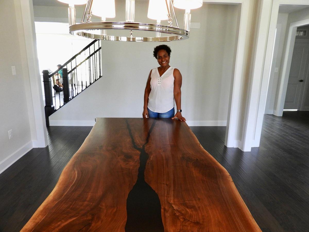 Made to Order Table, Custom Black Epoxy Table, Walnut Epoxy Resin Table,  Epoxy Dining Table, Black Epoxy Table, River Epoxy Dining Table