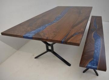 Custom Wood Furniture Online - Matching Epoxy Dining Ta